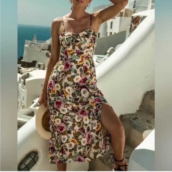 Bohme kim floral midi dress nwt L - Picture 2 of 8